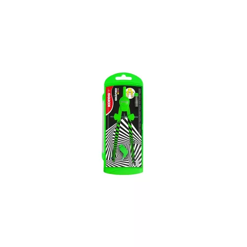 Körző készlet, precíziós, 3 darabos, KORES Grafiko Neon, vegyes színek
