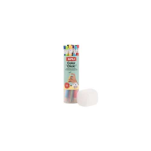 Színes töltőceruza készlet, ceruzatartóban, APLI Color Click, 12 különböző szín