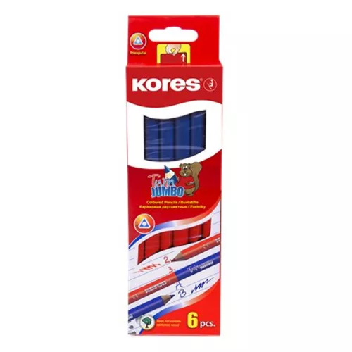 Postairón, háromszögletű, KORES Twin Jumbo, piros-kék