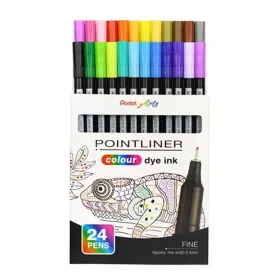   Tűfilc készlet, 0,4 mm, PENTEL Pointliner, 24 különböző szín