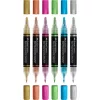 Dekormarker készlet, 1,0/3,0 mm, kétvégű, akril, FABER-CASTELL Shake&Paint, 6 különböző metál szín