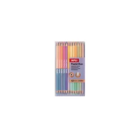   Színes ceruza készlet, kétvégű, háromszögletű, APLI Pastel Duo, 24 különböző pasztel  szín