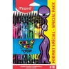 Színes ceruza készlet, háromszögletű, MAPED Color'Peps Monster 18 különböző szín