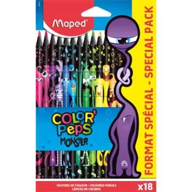   Színes ceruza készlet, háromszögletű, MAPED Color'Peps Monster 18 különböző szín