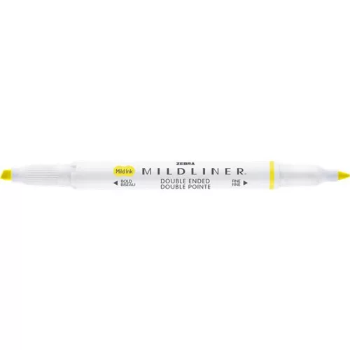 Szövegkiemelő, 1,0/3,5 mm, kétvégű, ZEBRA Mildliner Fluorescent, sárga