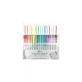   Szövegkiemelő készlet, 1,4/4 mm, kétvégű, ZEBRA Mildliner Highlighter, 15 különböző szín