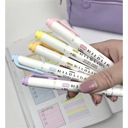 Szövegkiemelő készlet, 1,4/4 mm, kétvégű, ZEBRA Mildliner Highlighter Gentle, 5 különböző szín