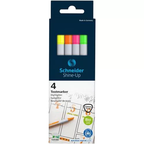 Szövegkiemelő toll készlet, 1-4 mm, SCHNEIDER Shine-Up, 4 különböző szín