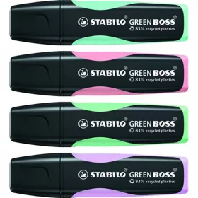   Szövegkiemelő készlet, 2-5 mm, STABILO Green Boss Pastel, 4 különböző szín