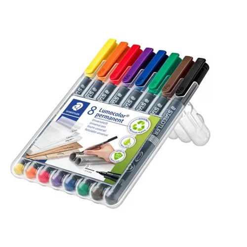 Alkoholos marker készlet, OHP, 0,4 mm, STAEDTLER Lumocolor® 313 S, 8 különböző szín