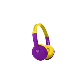   Fejhallgató, gyerek méret, vezeték nélküli, Bluetooth, mikrofonnal, MAXELL "HP-BT350", lila-sárga