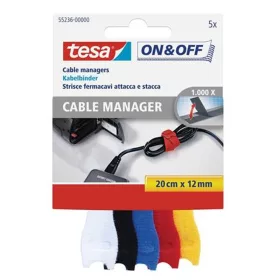   Kábelkötegelő, tépőzáras, TESA "On&Off", vegyes színek - 5db