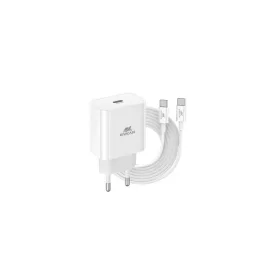   Hálózati töltő, 20W, USB-C, USB-C, USB-C/USB-C töltőkábel, RIVACASE "PS4101", fehér