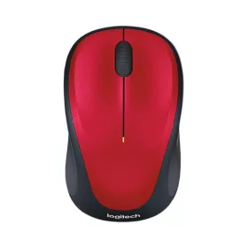   Egér, vezeték nélküli, optikai, közepes méret, USB, LOGITECH "M235", piros
