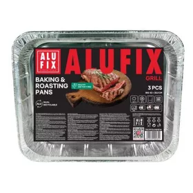 Alumínium grilltálca, 33x26 cm, 3 db, ALUFIX