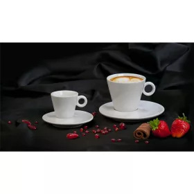   Mokkáscsésze+alj, fehér, 7cl, 6db-os szett, "CoffeeTime"