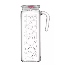 Üvegkancsó tetővel, szögletes, 1l