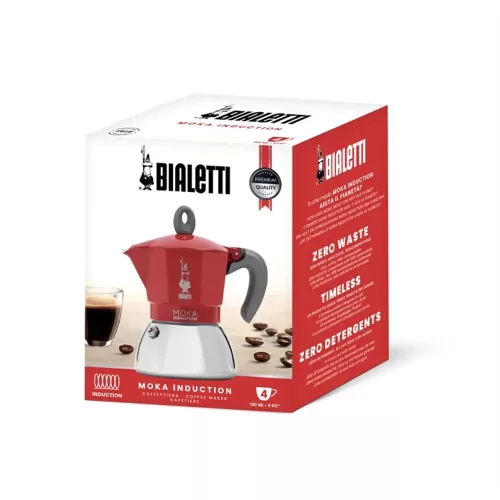 BIALETTI MOKA INDUCTION kotyogós kávéfőző 4 adag PIROS