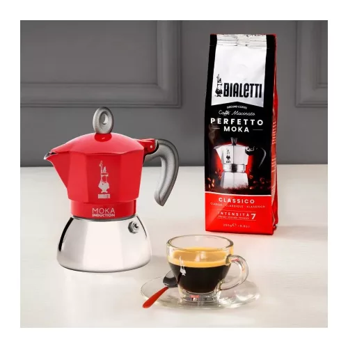 BIALETTI MOKA INDUCTION kotyogós kávéfőző 6 adag PIROS