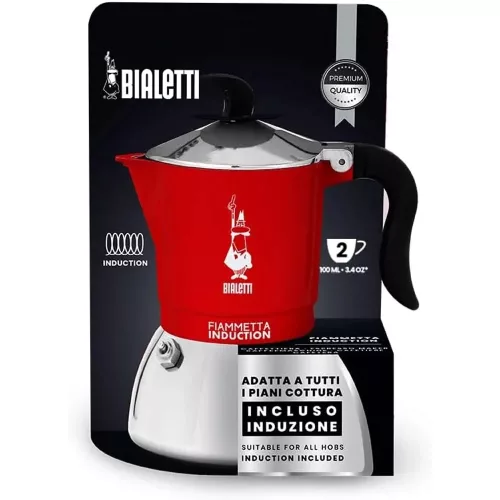 BIALETTI FIAMMETTA INDUCTION kotyogós kávéfőző 2 adag PIROS