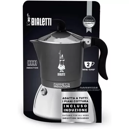BIALETTI FIAMMETTA INDUCTION kotyogós kávéfőző 2 adag ANTRACIT