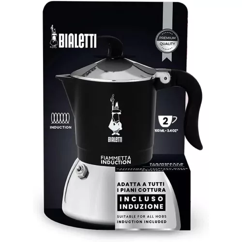 BIALETTI FIAMMETTA INDUCTION kotyogós kávéfőző 2 adag FEKETE