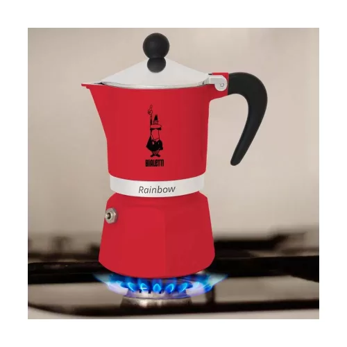 BIALETTI RAINBOW kotyogós kávéfőző 3 adag PIROS