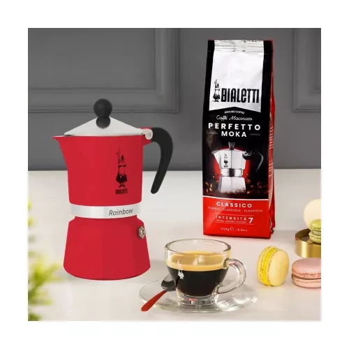 BIALETTI RAINBOW kotyogós kávéfőző 3 adag PIROS