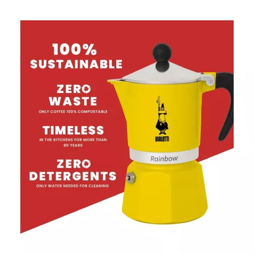BIALETTI RAINBOW kotyogós kávéfőző 3 adag SÁRGA