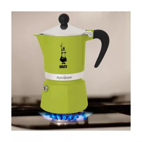 BIALETTI RAINBOW kotyogós kávéfőző 3 adag ZÖLD