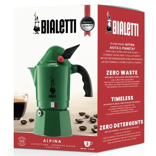BIALETTI BREAK ALPINA kotyogós kávéfőző 3 adag ZÖLD