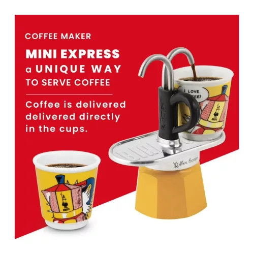 BIALETTI MINI EXPRESS Lichtenstein kotyogós kávéfőző szett