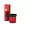 BIALETTI Hőtartó, rozsdamentes acél palack pohárral 460ml PIROS