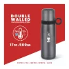 BIALETTI Hőtartó, rozsdamentes acél palack pohárral 460ml SZÜRKE