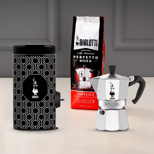 BIALETTI Kávétároló doboz adagolóval - fém