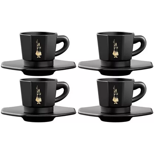 BIALETTI MOKA CSÉSZE SZETT FEKETE 4DB-OS