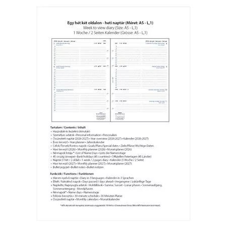 Kalendárium betét, tervező, heti, A5 (L), FILOFAX, 2027