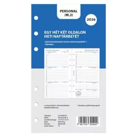   Kalendárium betét, tervező, heti, personal (M) méret, FILOFAX, 2027