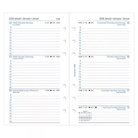 Kalendárium betét, tervező, heti, personal (M) méret, FILOFAX, 2027