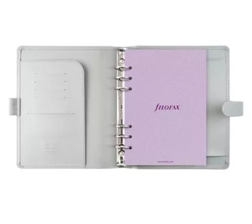 Kalendárium, gyűrűs, betétlapokkal, A5 méret, FILOFAX "Saffiano", gránit
