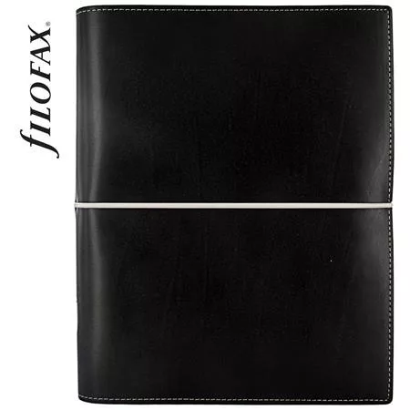 Kalendárium, gyűrűs, betétlapokkal, A5 méret, FILOFAX, "Domino", fekete