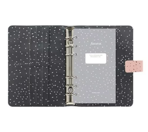 Kalendárium, gyűrűs, betétlapokkal, personal méret, FILOFAX, "Confetti", rózsakvarc