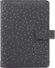 Kalendárium, gyűrűs, betétlapokkal, pocket méret, FILOFAX, "Confetti", fekete