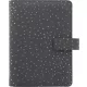 Kalendárium, gyűrűs, betétlapokkal, pocket méret, FILOFAX, "Confetti", fekete