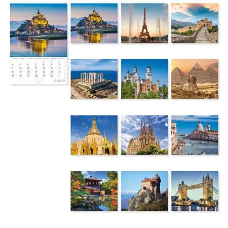 Falinaptár, A4, LIZZYCALENDAR "A világ csodái"