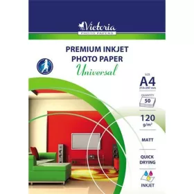   Fotópapír, tintasugaras, A4, 120 g, matt, VICTORIA PAPER "Universal" - 50 lap