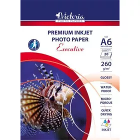   Fotópapír, tintasugaras, A6, 260 g, magasfényű, VICTORIA PAPER "Executive" - 20 lap