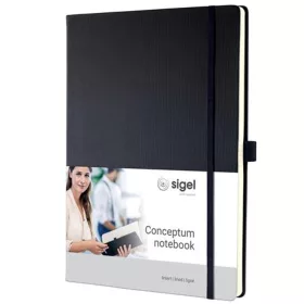   Jegyzetfüzet, exkluzív, A4, vonalas, 97 lap, keményfedeles, SIGEL "Conceptum", fekete