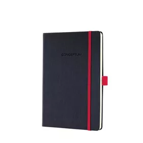 Jegyzetfüzet, exkluzív, A5, kockás, 97 lap, keményfedeles, SIGEL "Conceptum Red Edition", feket
