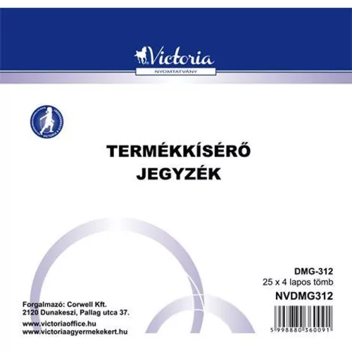 Nyomtatvány, termékkísérő jegyzék, 25x4, VICTORIA PAPER "DMG 3-12" - 10 tömb
